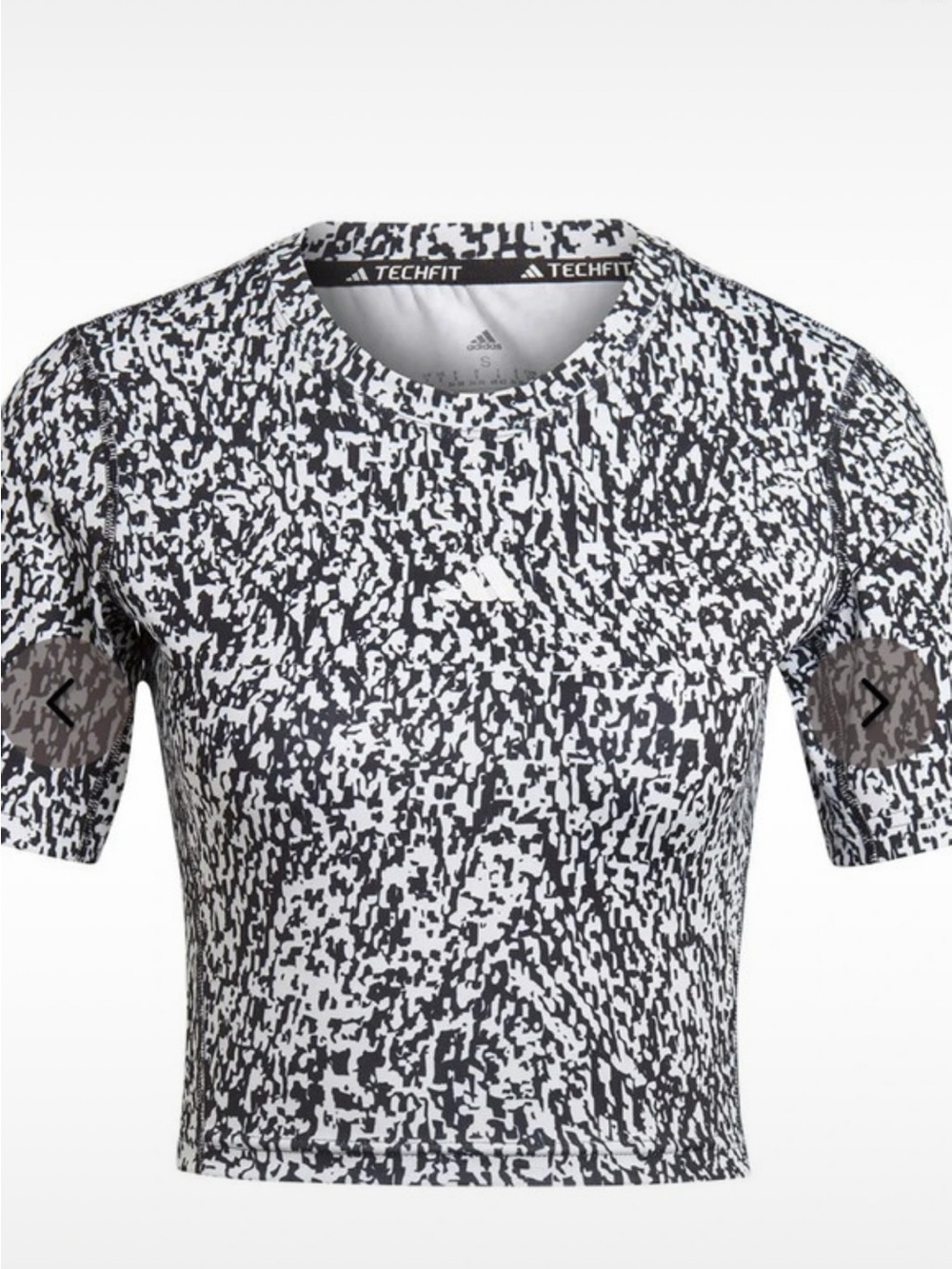 adidas Black & White Abstract Print Crop Top
